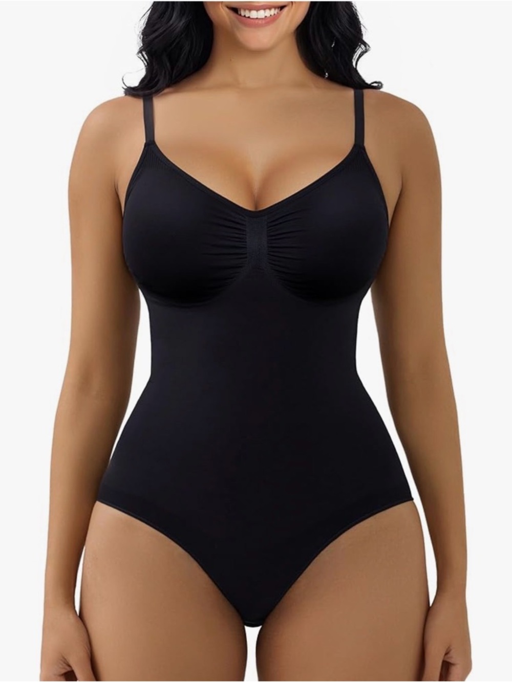 NEW SHAPERX Black Panty Shapewear Bodysuit Tummy Control & Lifted Support- L/XL